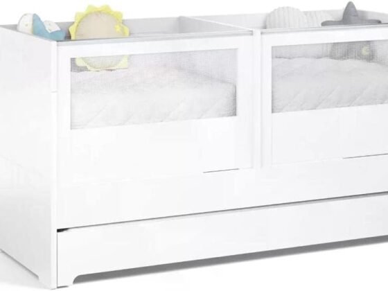 Berço para gêmeos Sol e Mar Divicar branco multifuncional