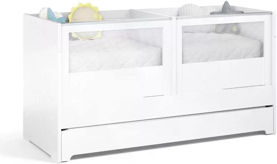 Berço para gêmeos Sol e Mar Divicar branco multifuncional