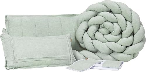 Kit Berço Slim Linho Verde, 6 peças