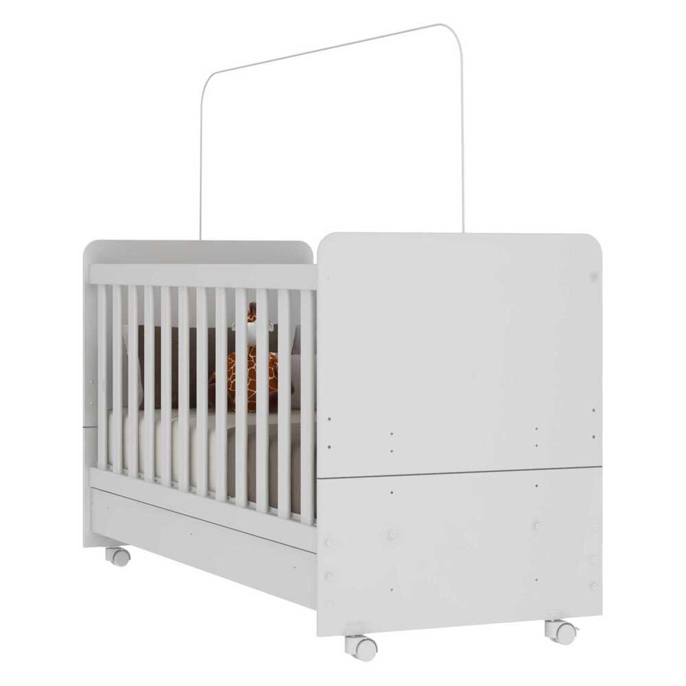 Berço americano Pimpolho 3x1 com colchão incluso e rodízios, Multimóveis, branco